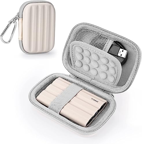 Yinke Festplatten Tasche Case für Samsung T7 Shield / T9 / T7 / T7 Touch Portable SSD 500GB 1TB 2TB,Stoßfest Hart Hülle Organizer für Tragbar Externe Festplattentaschen (White)