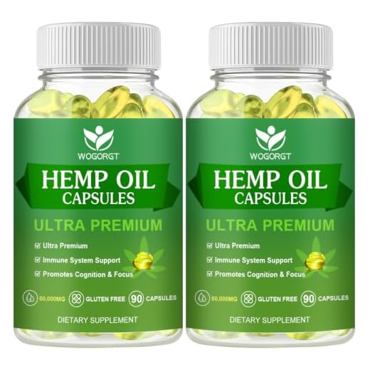 Hemp Oil Capsules, 60,000 Maximum Strength, Immune Support, 90Ct (2Pack)