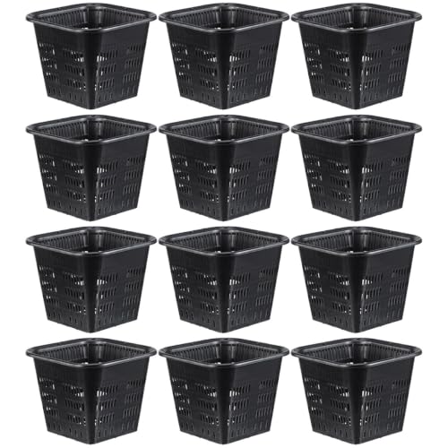 SHINEOFI 水耕栽培 鉢 12個セット ポット 角型 根制御 メッシュ鉢 プラ鉢 農業 園芸 庭園 ガーデンニング 植物栽培 有機栽培 水培養