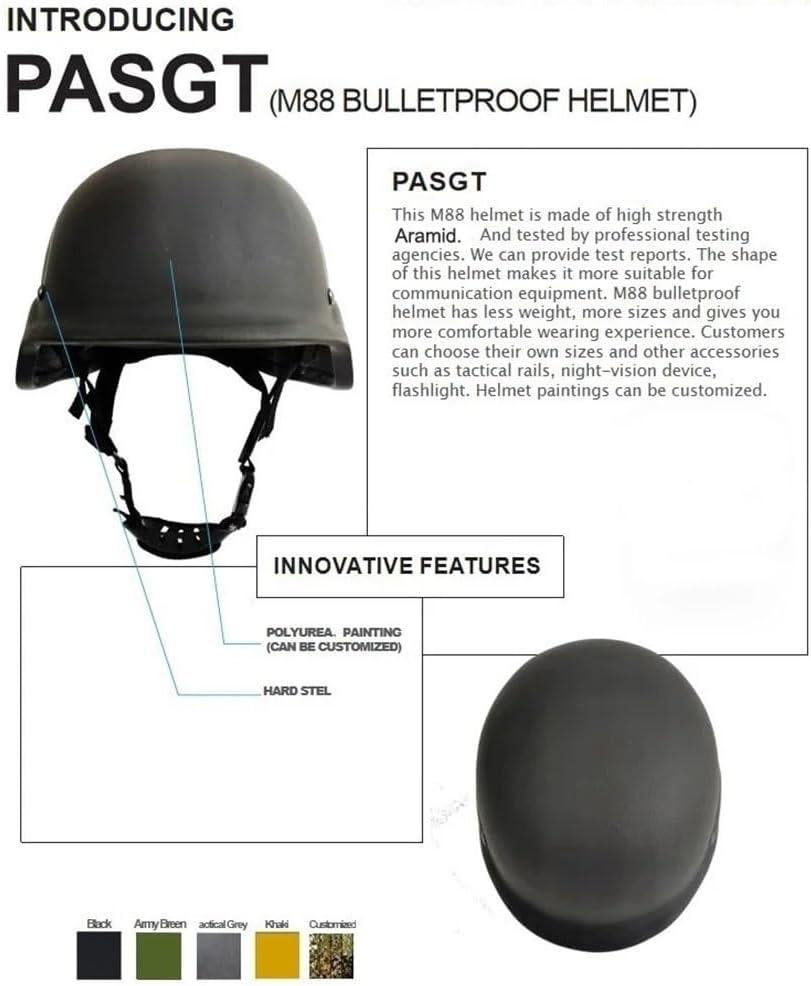 NIJ 3A Tactical Helmet, PE Material, Adjustable For Outdoor Hunting, 55-62cm Head Size, Lightweight 1.5kg