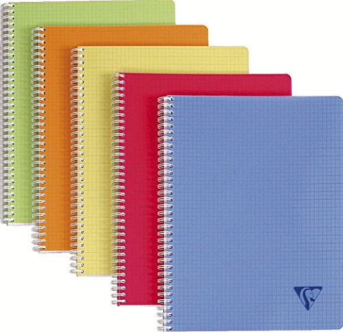 Clairefontaine 328325C Collection Linicolor Fresh Un Cahier à Spirale - 24x32 cm - 100 Pages Petits Carreaux - Papier Blanc 90 g - Couverture Polypro Transparent - Couleur Aléatoire
