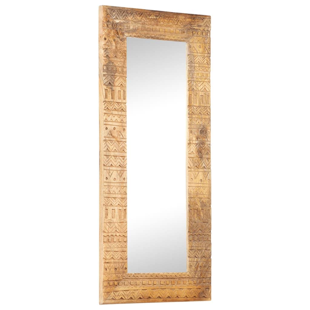vidaXL Espejo Tallado a Mano, Espejo de Pared, Espejo de Maquillaje, Espejo Decorativo para Pasillo Vestidor, Madera Maciza de Mango 110x50x2,5 cm