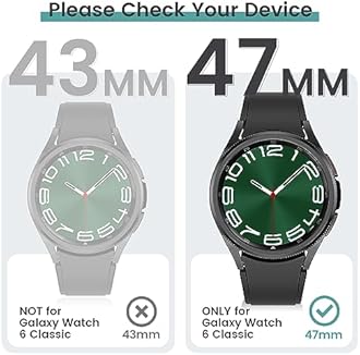 Tensea [5+5Pack for Samsung Galaxy Watch 6 Classic Screen Protector Case 47mm, Hard PC Bumper & HD Anti-Fog Tempered Glass Protective Film, Face Cover Set, Galaxy Watch 6 Classic Case for Women Men