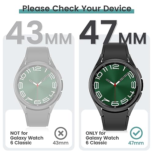 Tensea [5+5Pack for Samsung Galaxy Watch 6 Classic Screen Protector Case 47mm, Hard PC Bumper/HD Anti-Fog Tempered Glass Protective Film, Face Cover Set, Galaxy Watch 6 Classic Case for Women Men