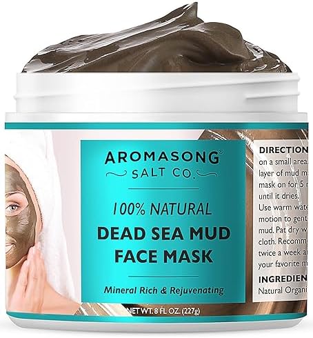 Aromasong 100% Pure Dead Sea Mud Mask – 5 Minute Mask – No Ingredients Added – for Face & Skincare – Blackhead – Pore Minimizer