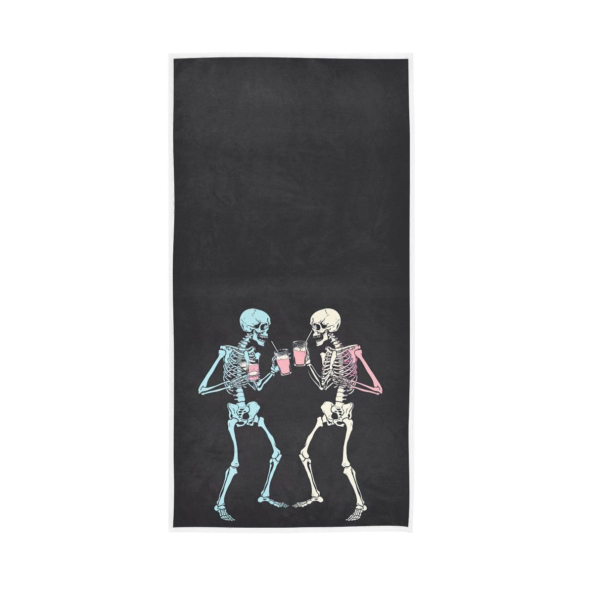 LSRCPD Skeletons Holding Drinks Hand Towel Soft Washcloths Decorative Towels 15 x 30 Inch