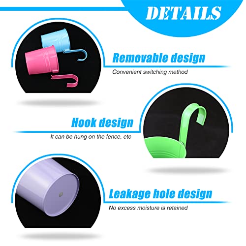 4 Inch Metal Iron Hanging Flower Plant Pots,10 Pack Colorful Balcony Garden Planters With Hanging Fence Plant Planter With Detachable Hook (Colorful) #TOP2