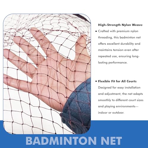 Image of Vixen Nylon Badminton Net | Standard Size Durable Sports Net with Strong Border & Ropes | Indoor & Outdoor Badminton Practice & Match Play