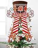 CiyvoLyeen Gingerbread Christmas Tree Topper, Brown Top Hat with Fabric Snowflakes Boy & Girl Cookies Gingerbread House Ornament Bows, Winter Holiday Xmas Home Decor, 3D Festive Wreath Attachment Gift