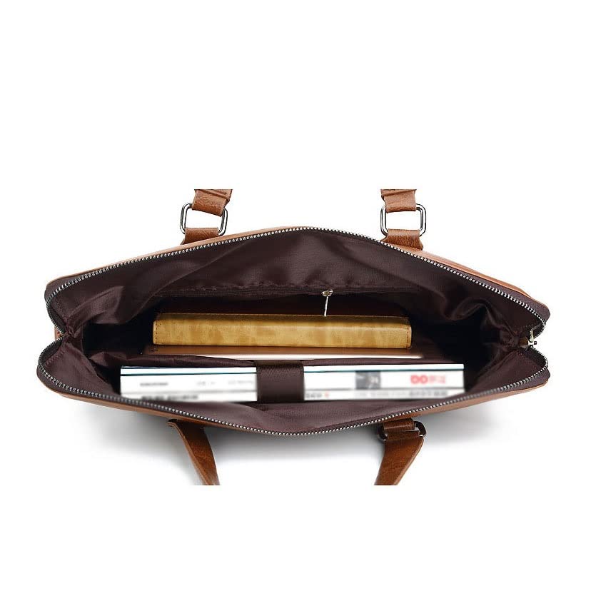 Men's Briefcase Totes Leather Men Laptop Handbags Messenger Bags for Male Handbag Office Business Bags (Color : Brown, Size : 42 * 32 * 7cm)3