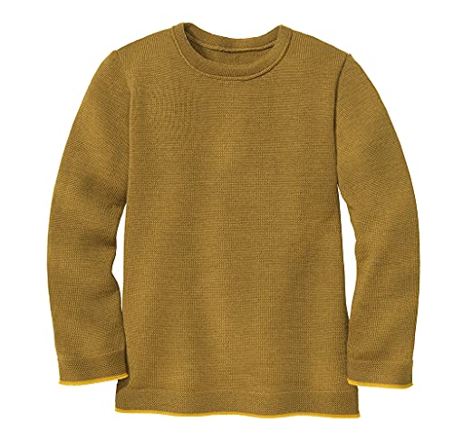 Disana Strick-Pullover, 100% Bio-Merinowolle GOTS, IVN Best | Zeitloses Design | Kleinkind, Kind, Unisex | Made in Germany| Gold Gr. 86-92