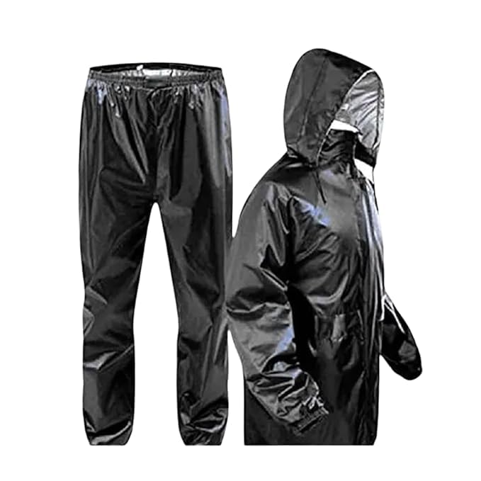 Men's Standard Length Raincoat | High Neck Hood Jacket, Water-Resistant Pant and Carry Bag