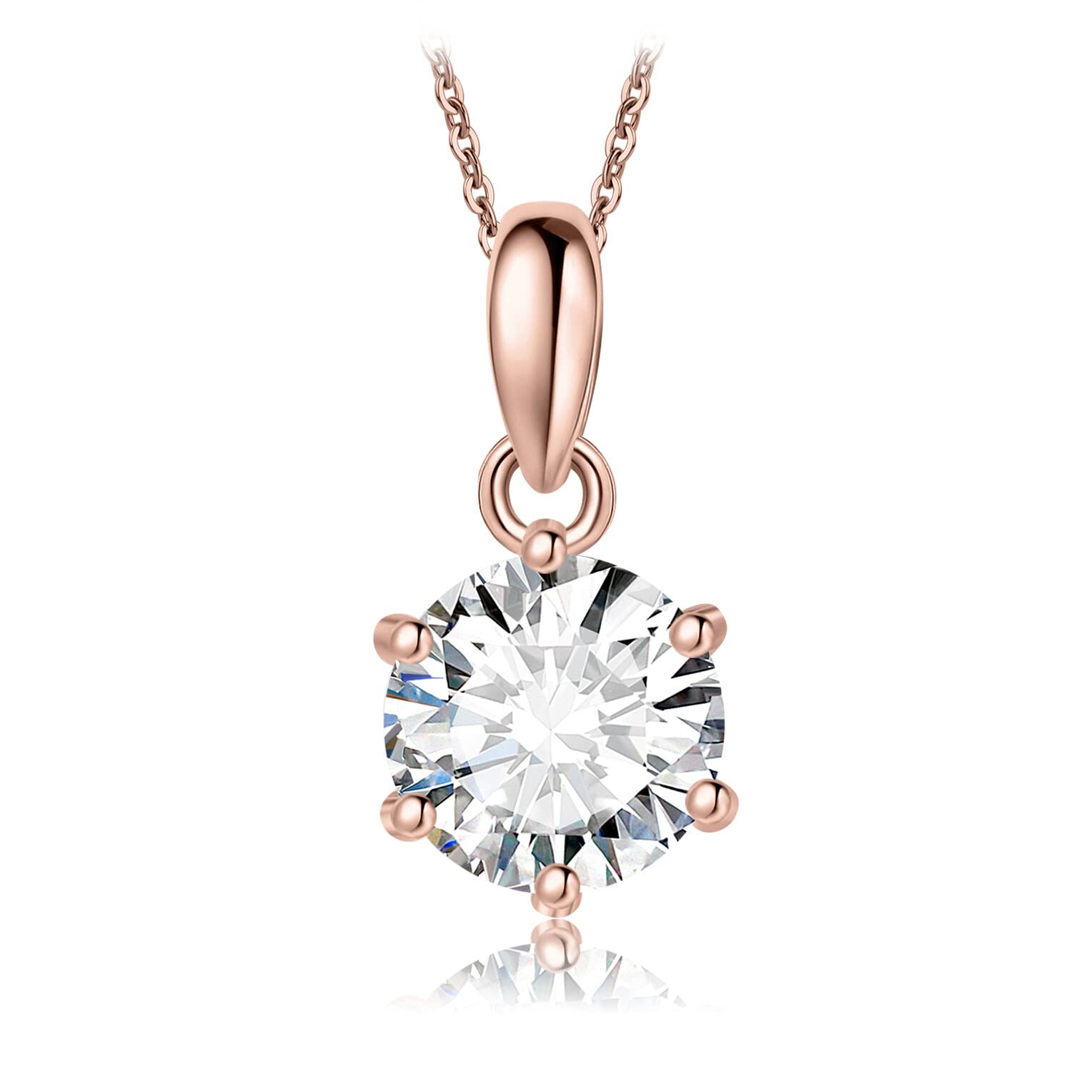 JewelryPalace Collar Mujer con Circonita Corte Redondo, Solitario Colgante Clásico con Diamante Simulado, Collar Niña en Cadena 45cm con Piedra Preciosa Brillante, Conjunto Joyas para Novia