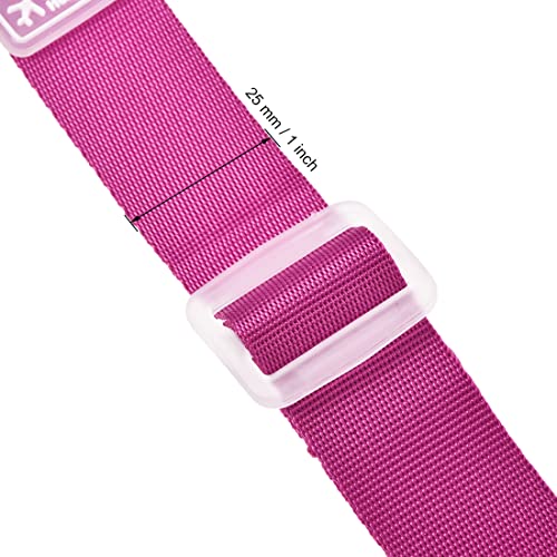 Image of uxcell Add a Bag Luggage Straps, Adjustable Suitcase Connect Belts with Buckle, Nylon Travel Packing Accessories 300x25mm, Pink 3Pcs
