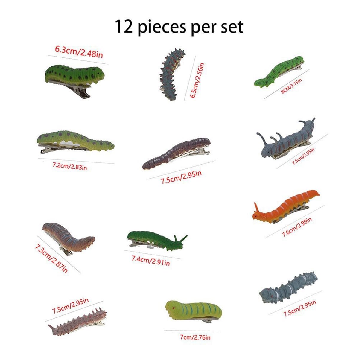 12 Pcs Hand Painted Halloween Caterpillar Hair Clips Spooky Bug Duckbill Clips Amazon.com : 12pcs Funny Caterpillar Hair Decorations  main image 4