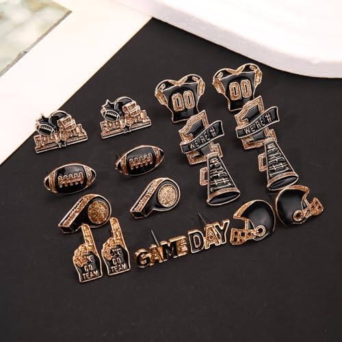 9Pairs Game Day Earrings for Women Football Stud Earrings Red Blue Spirit Accessories Sport Team Jewelry Outfits Football Mom Party Favors Gifts4