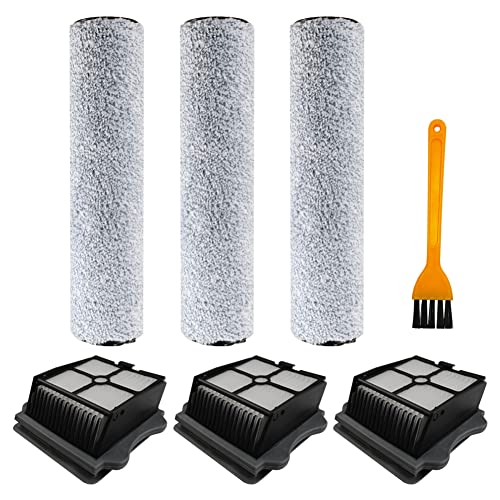 Nachfüll-Zubehör-Set, kompatibel mit Tenico iFloor 3 und iFloor One S3 Nass-Trocken-Akku-Staubsauger, 4 HEPA-Filter, 2 Bürstenrollen, 6-teilig Cover