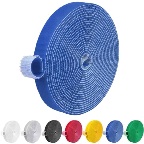 IFNOW 32FT Reusable Fastening Tape Cable Ties Double-Sided Hook-and-Loop Cable Management Tape Strength and Durability 0.4''/Width (Blue)