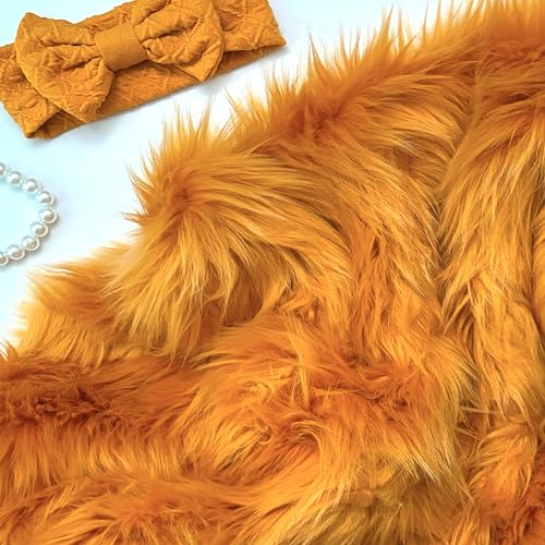 Bianna Creations Faux Fur Fabric Pieces | US Based Seller | Shaggy Squares | Craft, Sewing, Costumes (Gold Mustard, 8x8 inches)