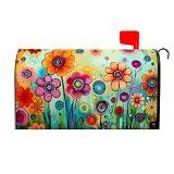 Ancordivo Spring Summer Mailbox Covers Magnetic Standard Size 21 x 18 Inch Abstract Colorful Floral Mailbox...