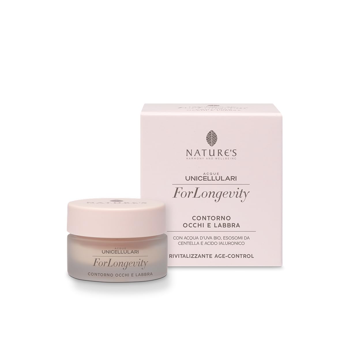 NATURE'S - ForLongevity Contorno Occhi e Labbra con Acqua d'Uva Bio, Esosomi di Centella Asiatica e Acido Ialuronico Nutriente Anti-​Age 15ml