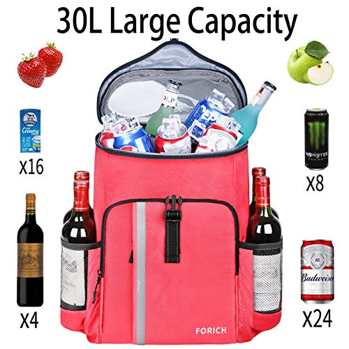 Forich Cooler Backpack Insulated Backpack Cooler Bag Leak Proof Portable Soft Cooler Backpacks To Work Lunch Travel Beach Camping Hiking Picnic Beer Bottle For Men Women, 30 Cans (Z - Watermelon Red) #TOP2