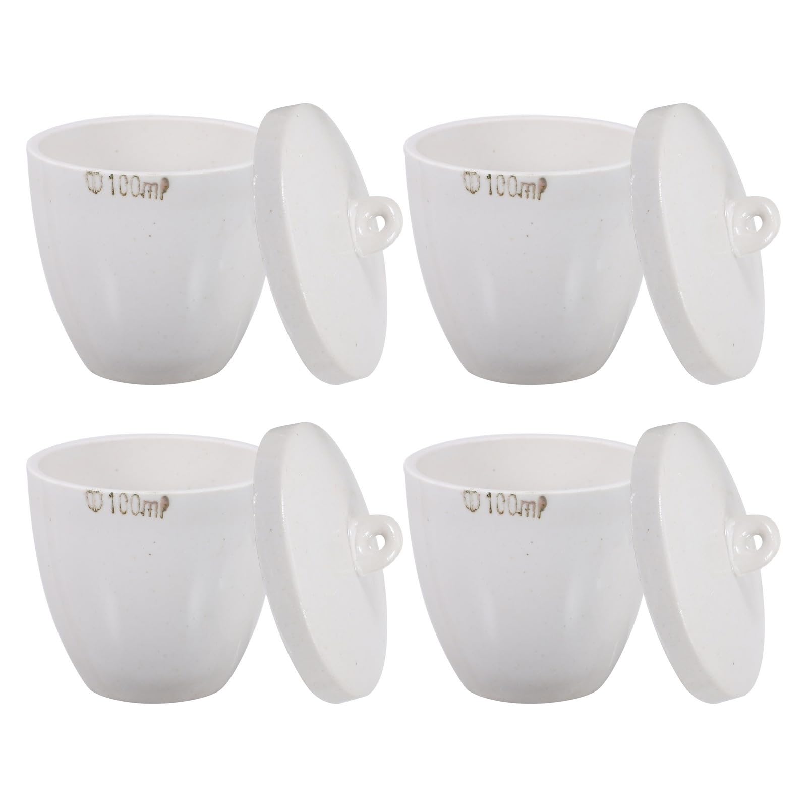Crisol de 100ml cerámico blanco con tapa pack de 4 piezas para fundición 8