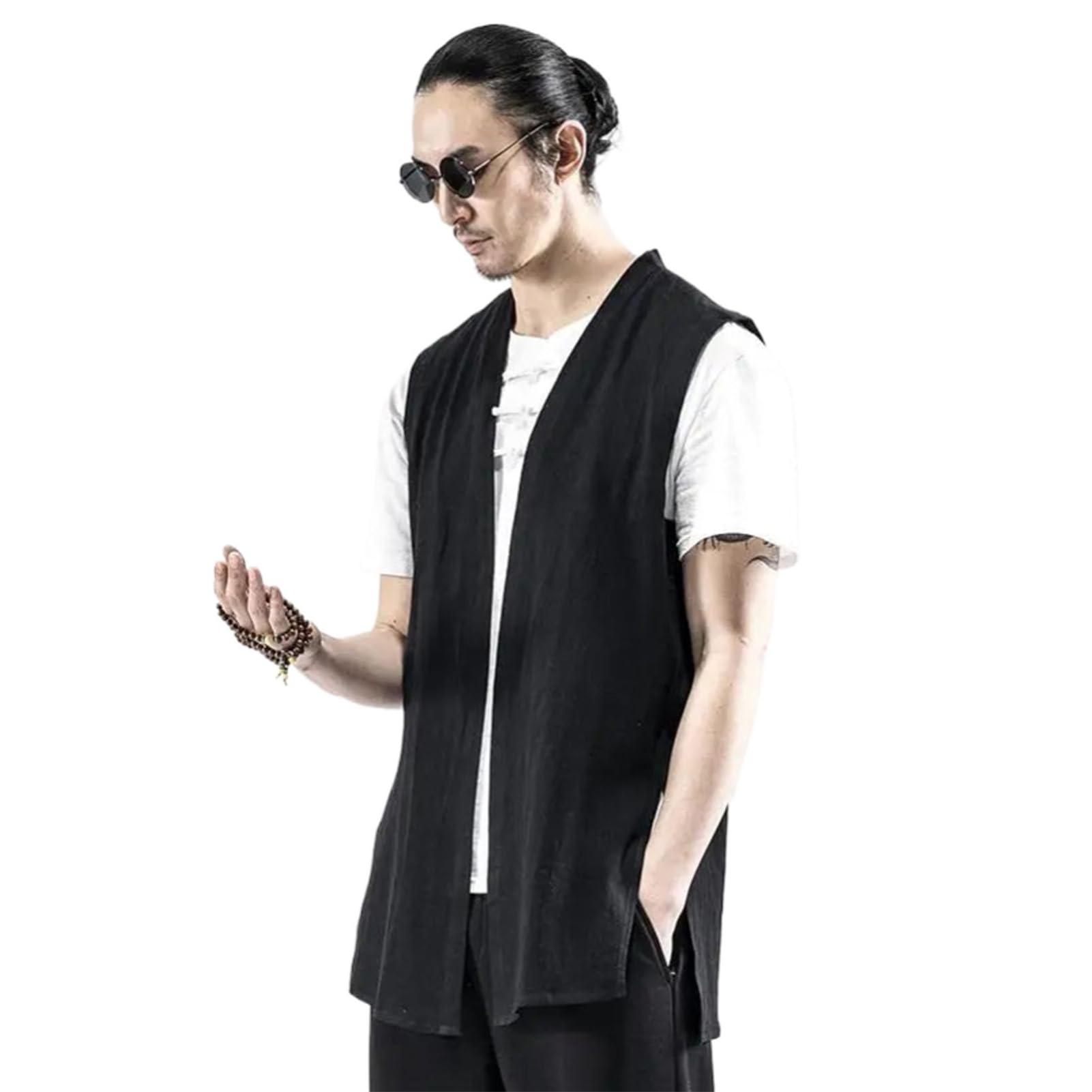 Chaqueta sin mangas hombre estilo japonés chaleco de calle 8