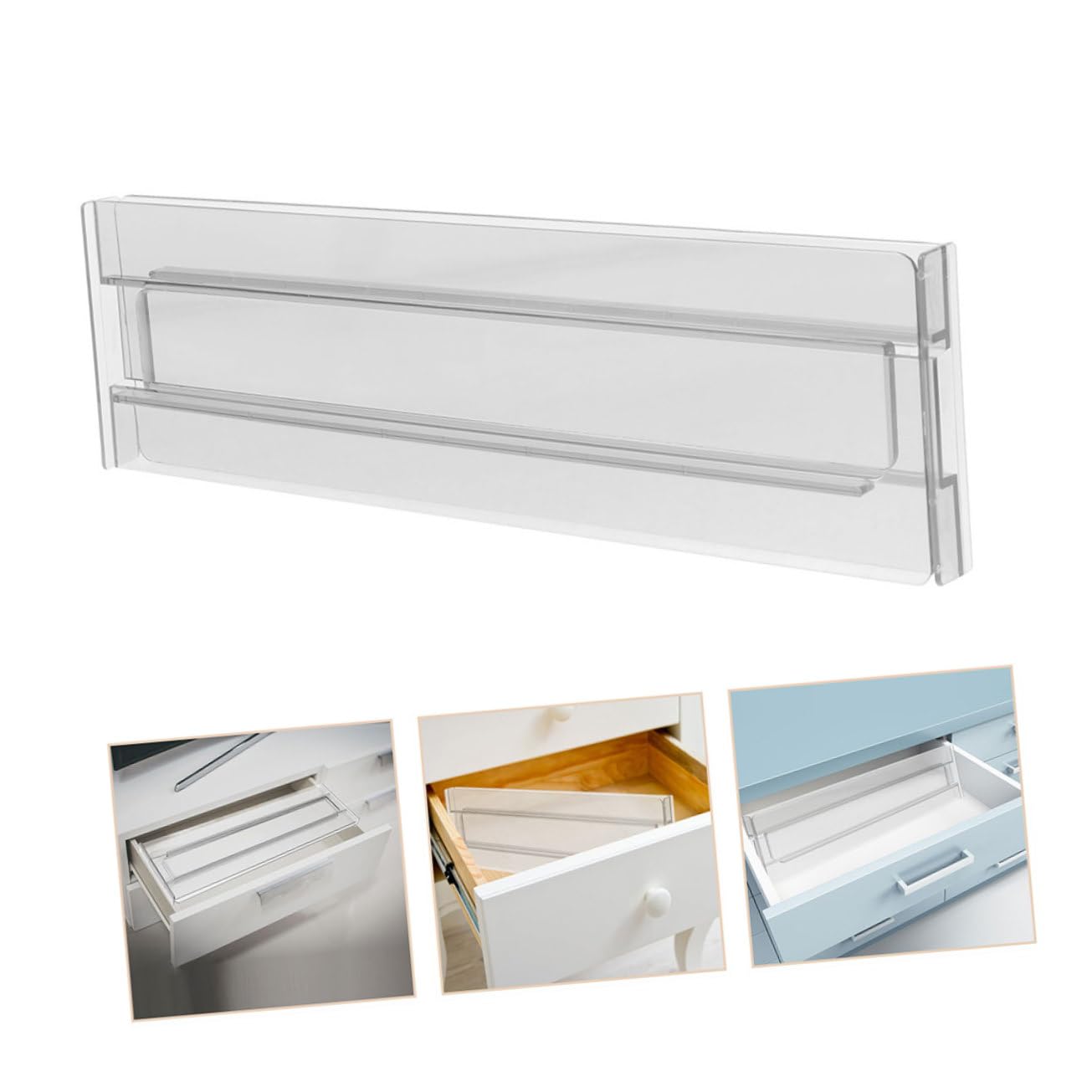 OUNONA Divisori per Cassettiere Espandibili Regolabili 8 Pezzi | Ps Trasparente Bianco, Misura 27, 5-52cm, per Vestiti e Intimo in Armadio o Camera