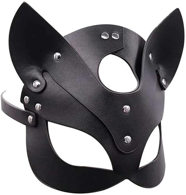 Cat Woman Eye Cover for Adults Women, Black Faux Leather Cat Ear Headpiece with Adjustable Strap, Halloween Cosplay Masquerade Costume Accessory for Party and Roleplay Outfits - Image 7