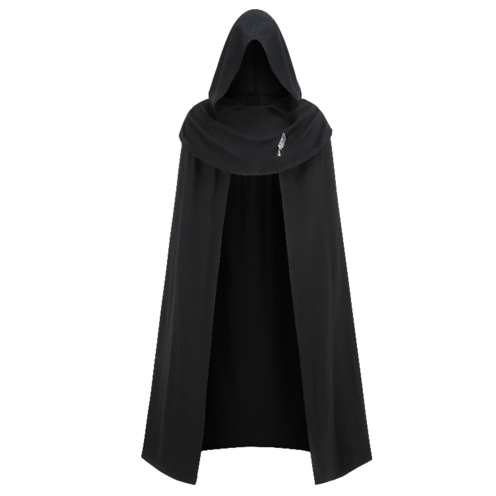 DELIVESS Adult 2 Pack Medieval Hooded Cloak Set with Metal Brooch Renaissance LARP Fancy Dress Halloween Outfit(51.2",Black)