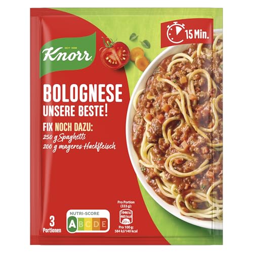 Knorr Fix Würzmischung Bolognese Unsere Beste! für ein leckeres Nudelgericht ohne geschmacksverstärkende Zusatzstoffe 38 g 1 Stück