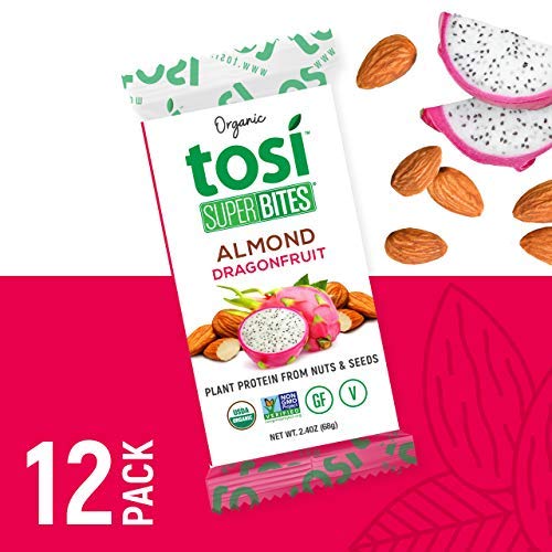 Tosi Organic SuperBites Vegan Snacks, 2.4oz (Pack of 12), Gluten Free, Omega 3s, Plant Protein Bars with Flax and Chia Seeds (Almond Dragonfruit) - Thumbnail 2