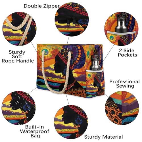 Large Beach Tote Bags for Women, Waterproof Beach Bag with Zipper, Swim Pool Tote Bags3