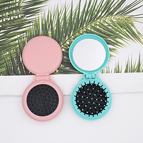 Eastdall Escova de cabelo dobrável de bolso com espelho portátil pente de cabelo para bolsa Mini Tra