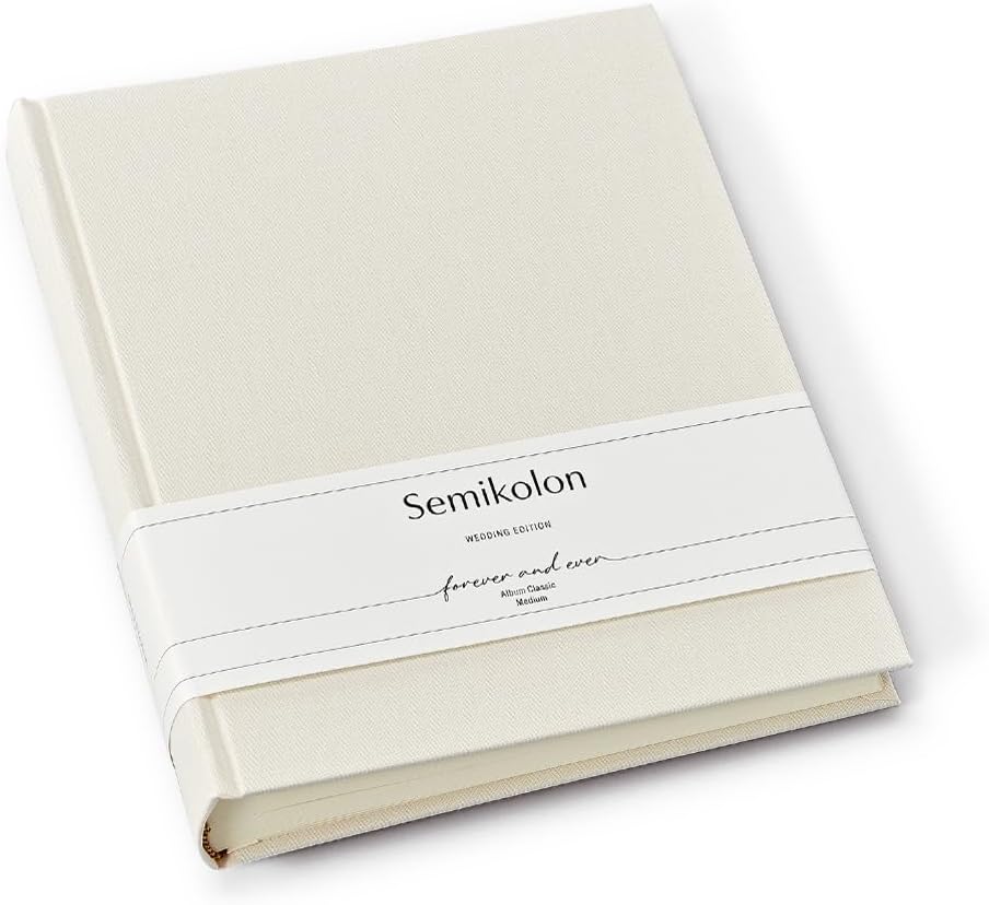 Semikolon (367182) Album Classic Medium Chamois (Cream) Wedding Edition - Photo Album/Photo Book with 80 Sheets Cream White Photo Card with Protective Paper - 21.6 x 25.5 cm