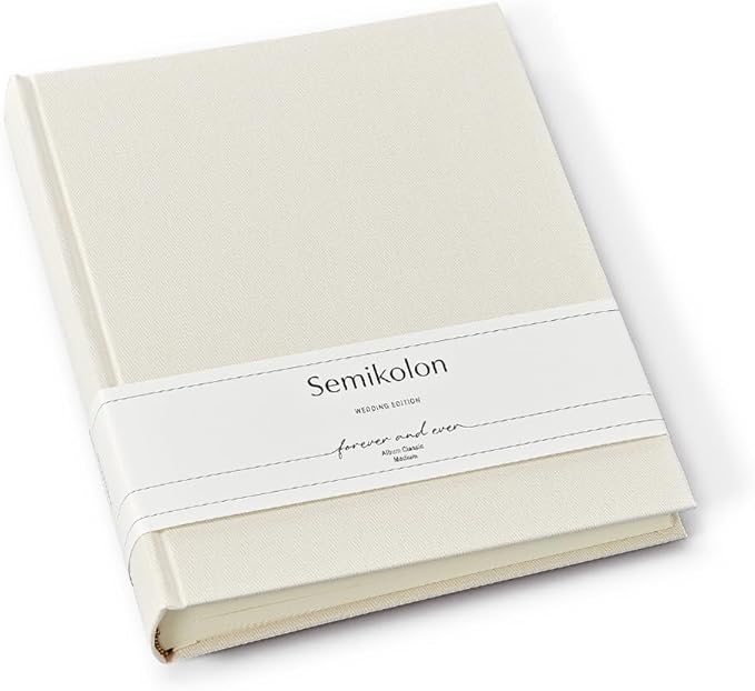Semikolon (367182) Album Classic Medium Chamois (Cream) Wedding Edition - Photo Album/Photo Book with 80 Sheets Cream White Photo Card with Protective Paper - 21.6 x 25.5 cm