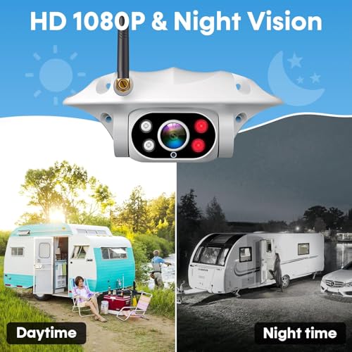 Image of AMTIFO Wireless RV Backup Camera: 1080P HD Rear View Camera with 7″ DVR Split-Screen Monitor,170 Wide-Angle Lens, IR Night Vision, Waterproof IP69, Plug & Play for Furrion Pre-Wired RVs
