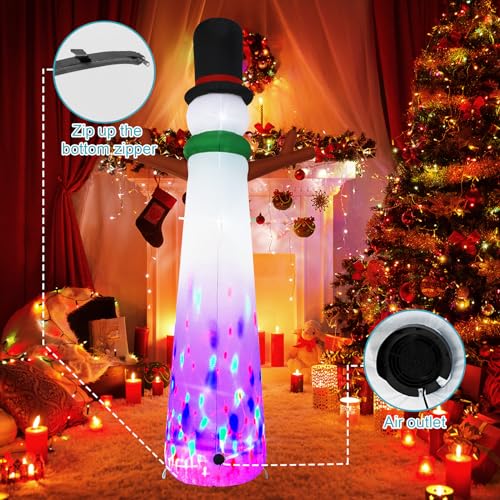Muñeco de nieve inflable navideño de 12 pies con silueta esbelta de alta visibilidad 8