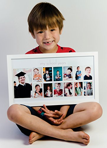 Green Pollywog | School Years Picture Day Collage Frame | School Picture Frame K-12 | Elegant Natural Wood | White Frame | Photo Collage Frame | Graduation Frame | Picture Collage | K-12 Picture Frame #TOP3