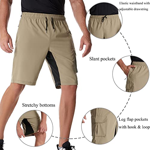 Vtuaol Men's Elastic Waist Cargo Shorts Comfy Relaxed Athletic Shorts With Pockets Khaki Us S #TOP2