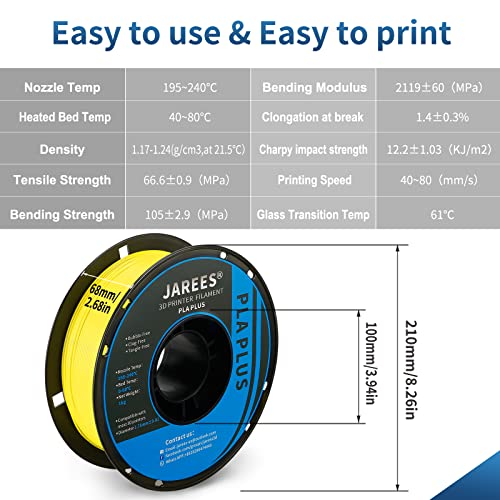 Image of PLA Filament 1.75mm for 3D Printer, Silky Glossy Surface Filament 1kg (2.2lbs) 1 Spool, Silk Yellow PLA 3D Printer Filament, Dimensional Accuracy + /- 0.03 mm