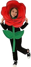 Red Rose Flower Costume Kids Plants Rose Flowers Dress Up Jumpsuit Bodysuit Headpiece Outfits Christmas Suit Boy Girl