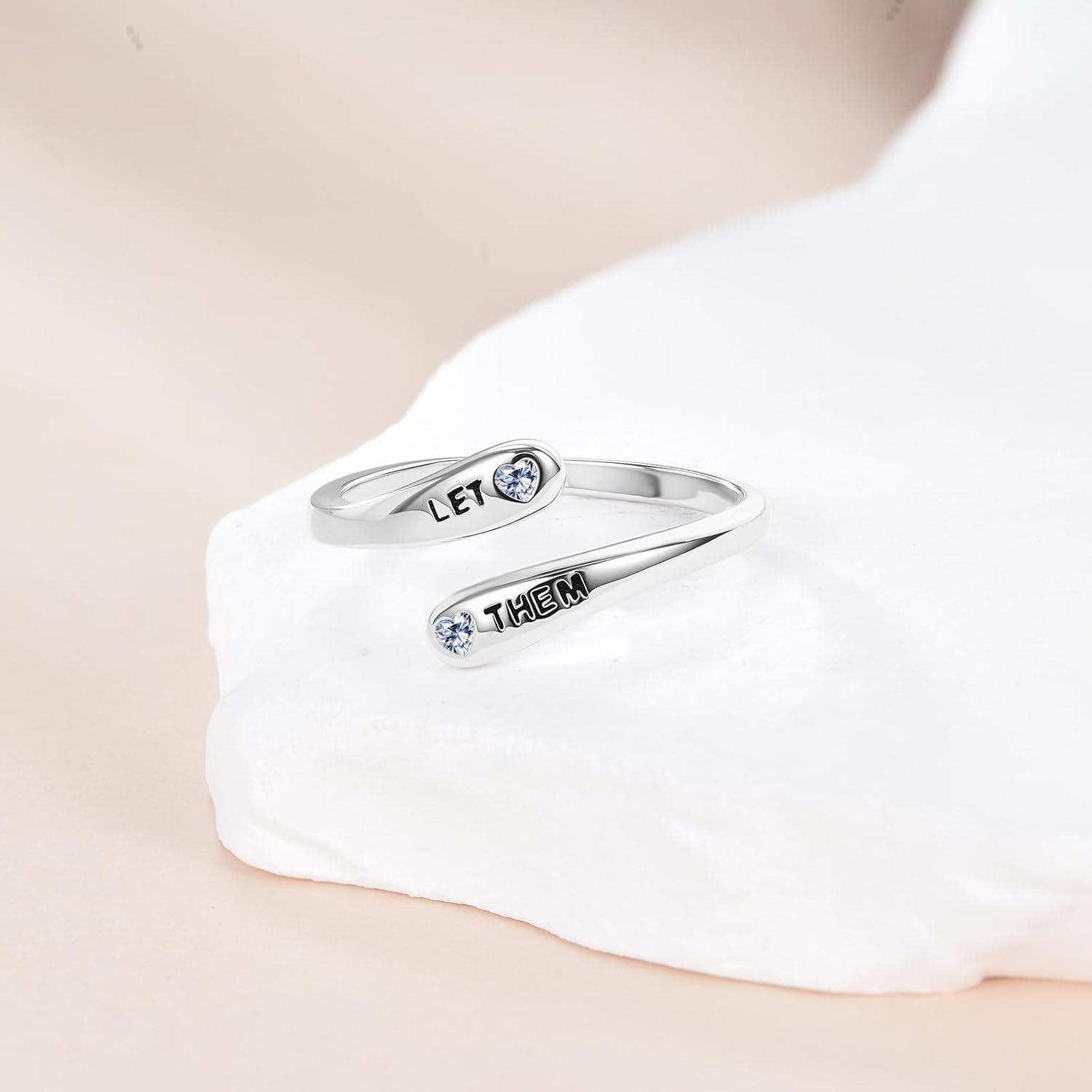 Let Them Ring Sterling Silver Adjustable Self Worth Motivation Ring Let Them Jewelry Gift for Women