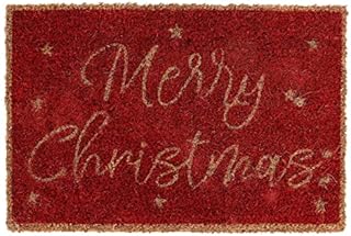 Charles Bentley 24" Merry Christmas Red Coir Door Mat Small Heavy Duty 39x60cm Xmas Festive Forest Natural Coco Fibre Hallway Porch