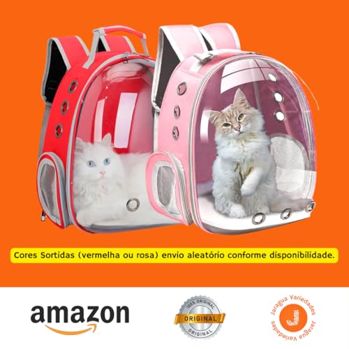 Mochila Bolsa Pet Transparente para Cães Gatos Pequenos até 8kg Cápsula com Plástico Reforçado Alças