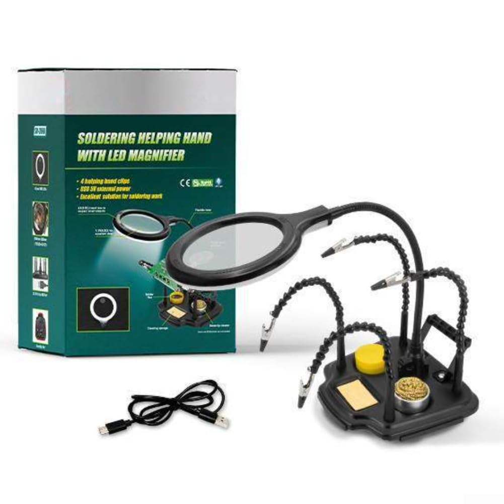Estación de soldadura de lente de vidrio con 40 LED de alimentación USB