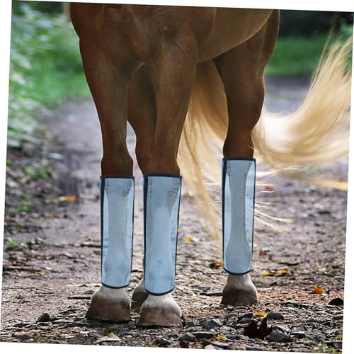 Bottes anti-mouches pour jambes de cheval en maille polyester bleu