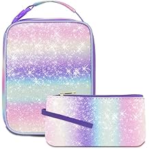 FunnyGifts Girls LunchBox with Snack Bag for Kids Toddler Back to School Unicorn Rainbow Insulated Lunch Bag Fits Bento Box Ice Pack Perfectly Lonchera para ninas