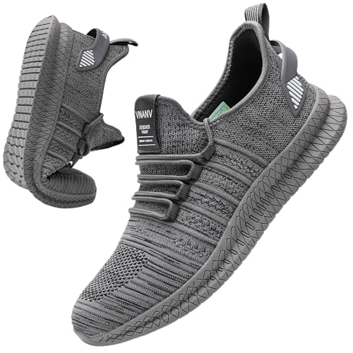 Image of Men's Walking Running Shoes Lightweight Breathable Sneakers | Easy slip-on design with knitted mesh upper. Lightweight non-slip tennis sneakers for gym, daily walking and work